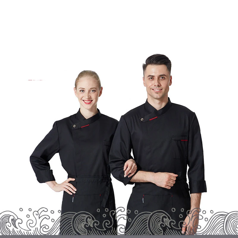 Длинный рукав шеф куртка Униформа унисекс для мужчин и женщин F& B Ресторан Кухня китель повара пекарь одежда для официанта