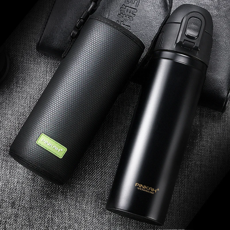 Price PINKAH NEW 500ML Adult Stainless Steel Vacuum Flask straw thermos cup water bottle with holder Insulation Cup