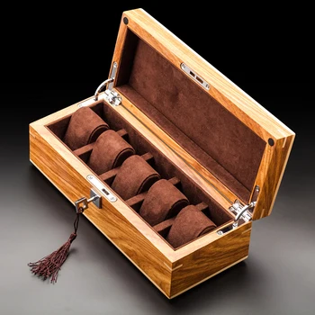 

Minimal Classic New Solid Wood Watch Storage Display Boxes Case Gift Box Wooden Watch Box Jewelry Case With Lock Key 5 Grids