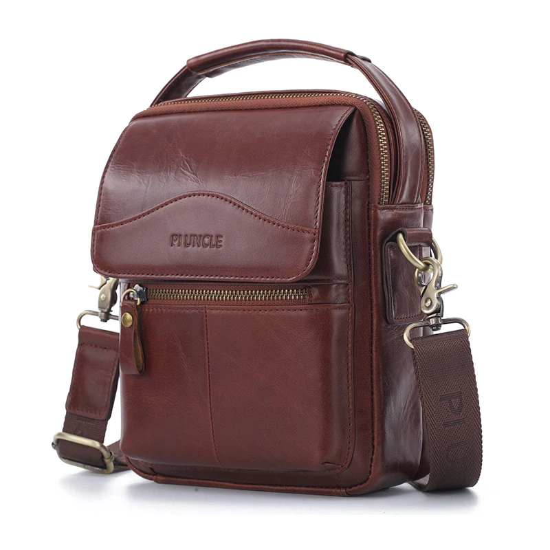 

PIUNCLE Handbag Messenger Bags Men Genuine Leather Messenger Bags Small Travel Crossbody Bag Male Leather Shoulder Bag