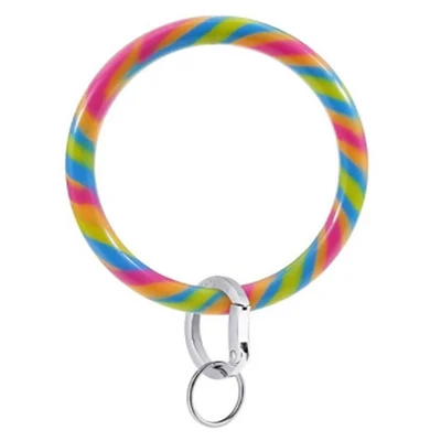 Кольцо для ключей Bracelat силикагель брелок для ключей для женщин девушек круглый брелок на запястье брелок-браслет - Окраска металла: color 6