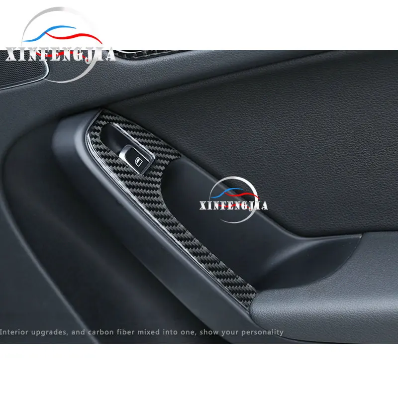 Для Audi A5 A4 B8 09- 4 шт углеродное волокно двери подлокотник окно Лифт крышка отделка