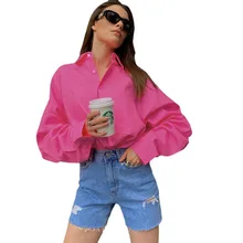 

2021 Autumn Women Loose Solid Color Long Sleeve Cotton Shirt