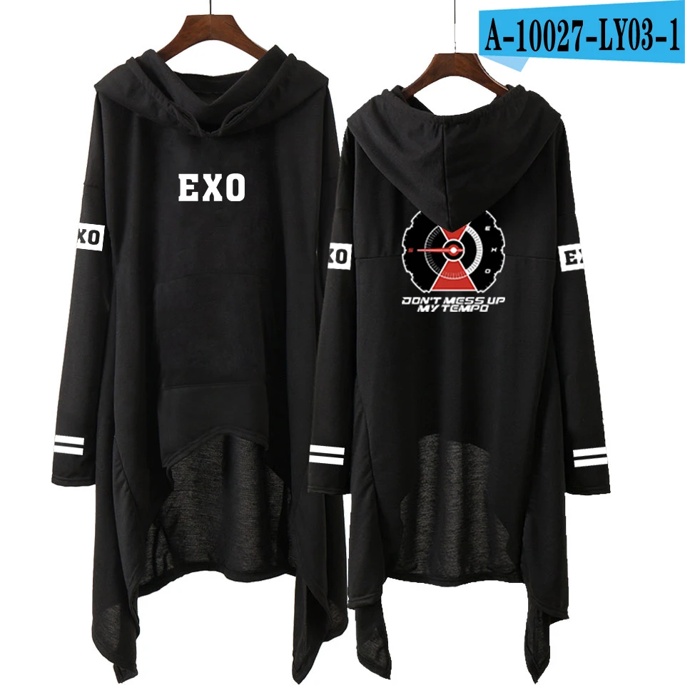 EXO модные корейские EXO DO LAY SE HUN KAI SING FOR YOU EXO толстовки Свободная юбка для женщин Harajuku хлопковые толстовки пуловеры S-XXL - Цвет: A10027