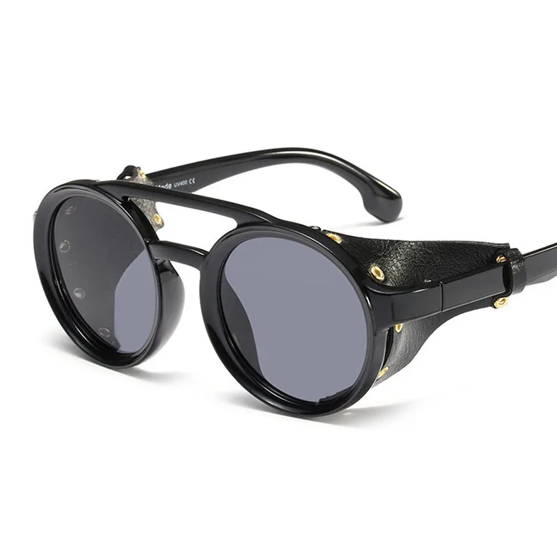 FENCHI, мужские солнцезащитные очки в стиле панк, фирменный дизайн, модные круглые солнцезащитные очки, UV400 Oculos Feminino zonnebril dames - Цвет линз: C3