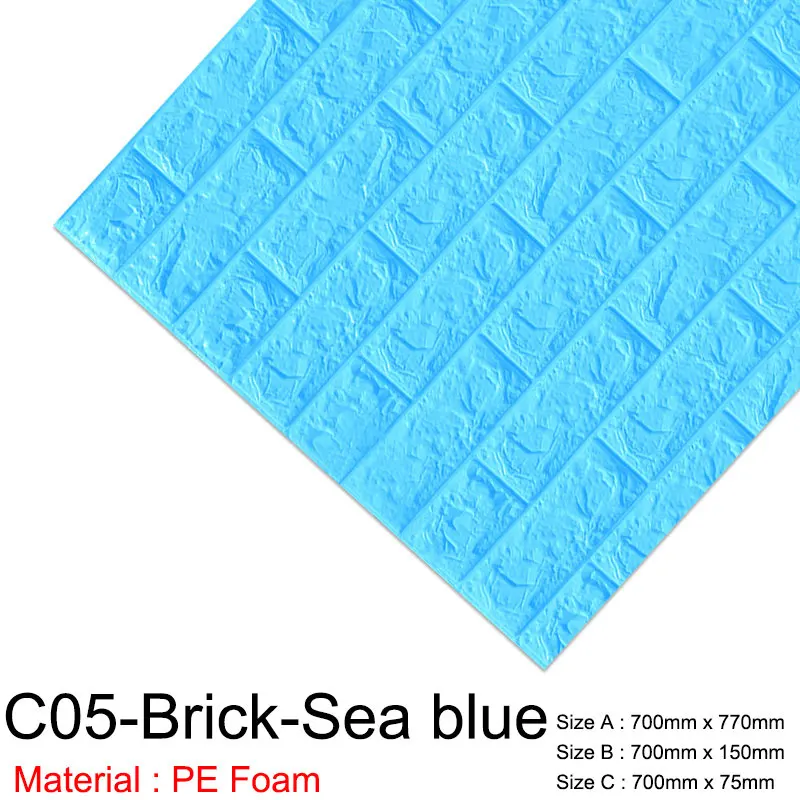 3D стикер на стену s мраморный кирпич водонепроницаемый DIY самоклеящийся Декор Фон для детской комнаты гостиная обои наклейка - Цвет: C05-Brick-Sea blue