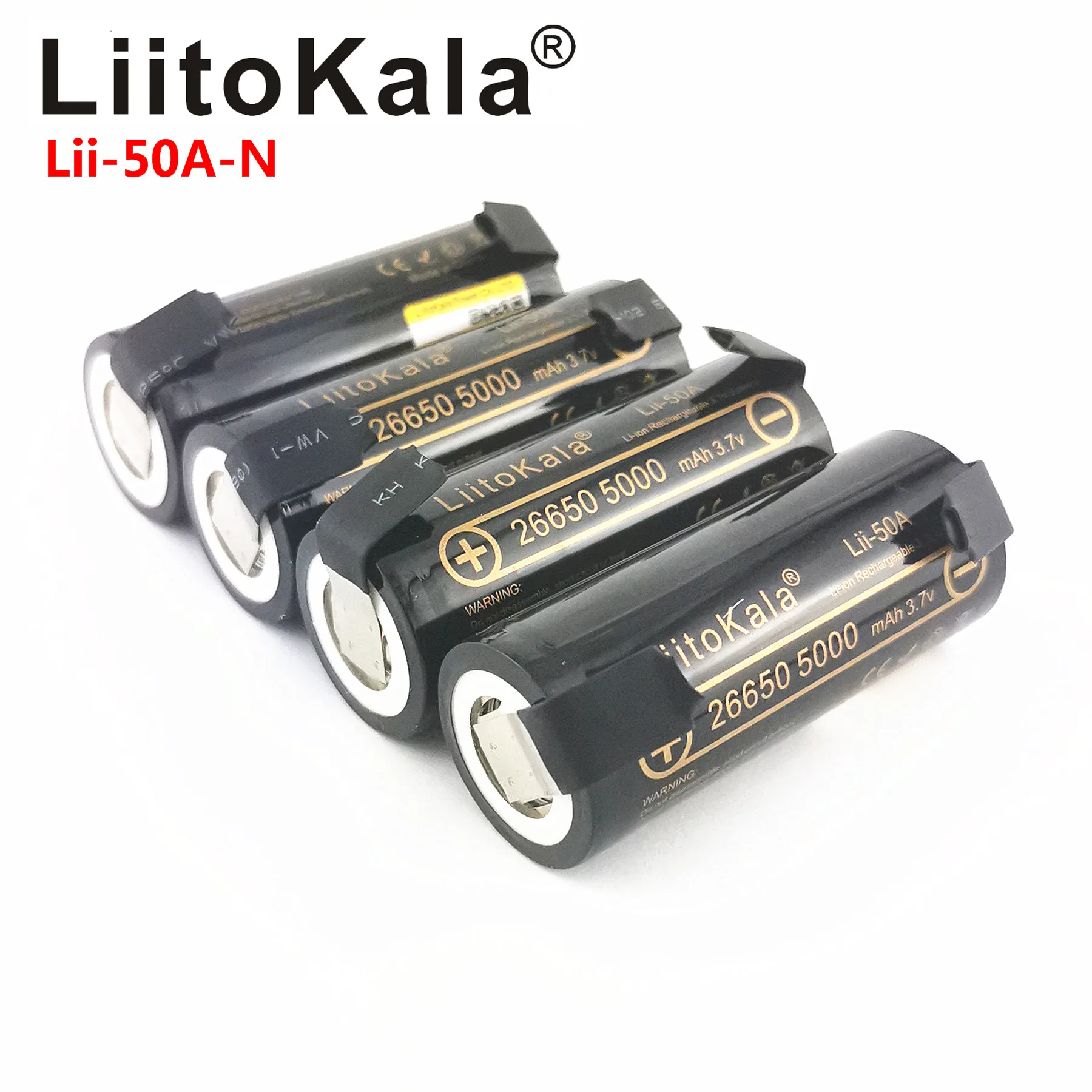 Liitokala Lii-50A Batteria Al Litio 26650 5000Mah, 3.7V 5000Mah, Batteria Ricaricabile 26650, Fogli Di Nichel Fai-Da-Te Adatti 26650-50A