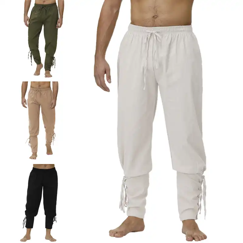 Loeay Uomo Halloween Pantaloni da Pirata Medievale Cavaliere Cosplay  Costume Pantaloni Larghi Nero Marrone Pantaloni Fasciatura vestibilità  Ampia Uomo Abbigliamento sportivo berjaya.edu.my