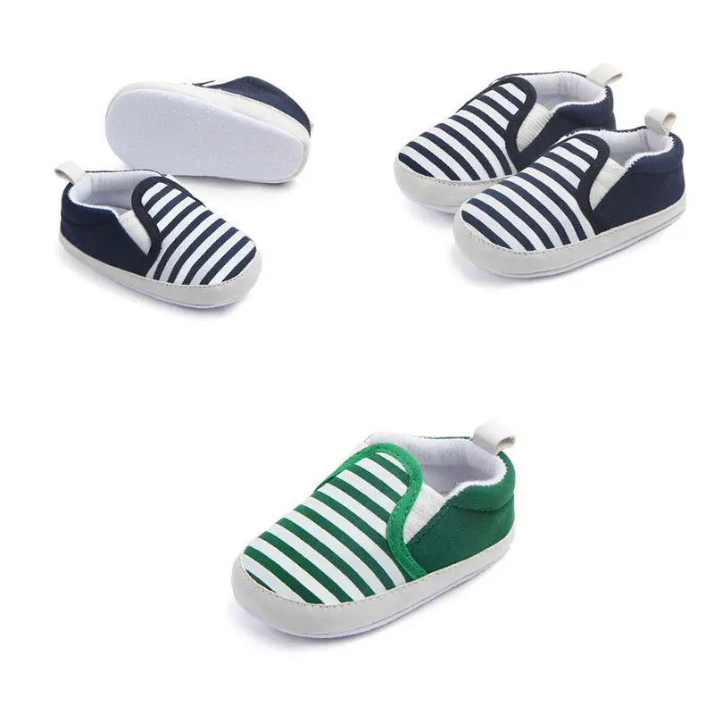 Infant Newborn Baby Boys Girls Soft Sole Canvas Pram Shoes Trainers Prewalker