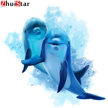 

5d diamond painting full square / round animal two dolphin diamond embroidery diamond diy mosaic home decoration ZWQ