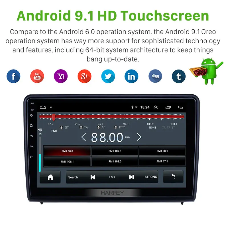 Harfey Автомобильный gps Радио Android 9,1 10,1 дюймов для Ford Ecosport с HD сенсорным экраном Поддержка Carplay резервная камера