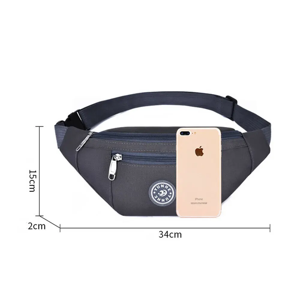 New Fashion Men Women Waist Bum Bag  Belt Money Pouch Wallet Zip Travel Hiking Bag Black Blue Red Gray