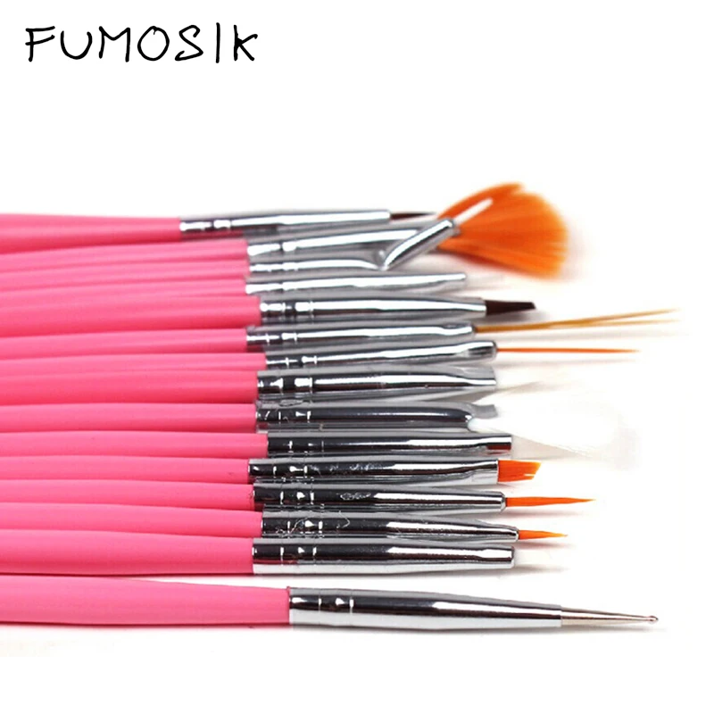 

15Pcs Nail Art Brushes Set Professional Line Flower Painting Coating Shaping Flat Fan Angle Pen Carving Pen UV Gel Manicure Tool