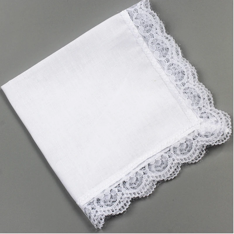

1PCS Square Embroidery Lace Handkerchief Novelty Wedding Gifts 23cm Women Handkerchiefs Cotton Portable Towels Thin Decoration