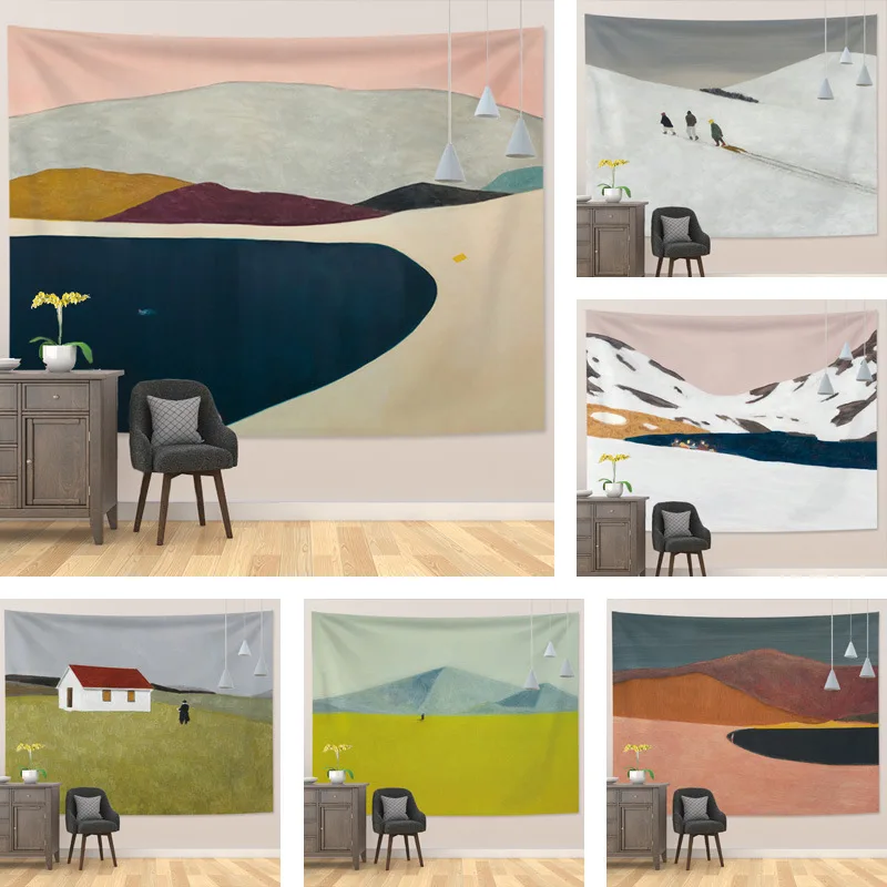 

Cartoon Painting Tapestry Field Printed Wall Hanging for Living Room Lonely Girl Home Wall Decoration Home Decor Wall Tapestry