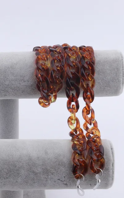 New Fashion Acrylic Glasses Chains Holder Cord Reading Sunglasses Chain Women Largands Eyeglasses Hanging Neck Chain Strap Rope tortoiseshell color
