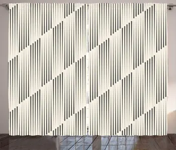 

Dark Grey Eggshell Modern Curtains Contemporary Design Straight Lines Stripes Strokes Hand Drawn Living Room Window Drapes