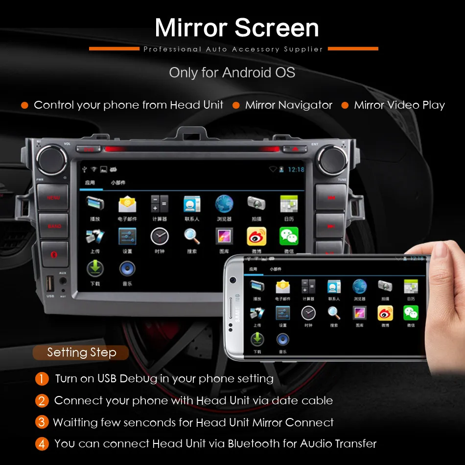 Perfect 2Din Car In Dash DVD Player GPS Navigator Radio Bluetooth Head Unit Stereos with Reverse Camera for Toyota COROLLA 07-11 4
