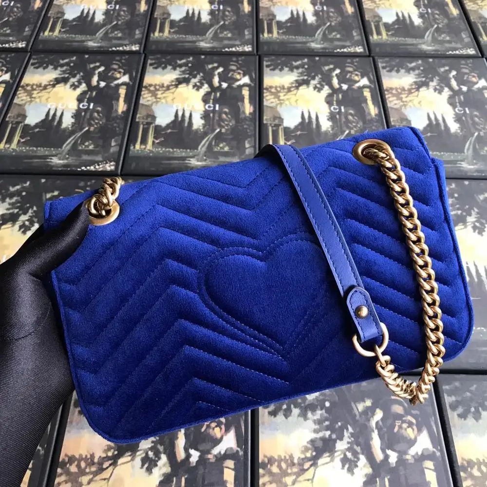 Роскошные сумки женские сумки дизайнерские бархатные высокого качества Модные настоящие известные gg цепи сумка для дам сумки - Цвет: Темно-синий