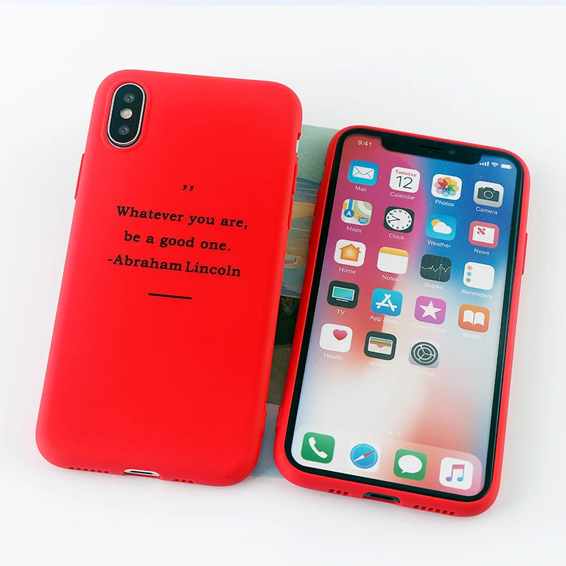 Чехлы для мобильных телефонов с забавными буквами для iPhone X XS MAX XR 8 7 6s Plus, мягкий силиконовый плотный чехол из ТПУ, универсальная задняя крышка, аксессуары - Цвет: 8627-red