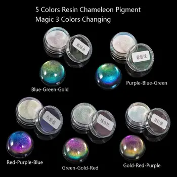 

5 Color Magic Resin Chameleons Pigment Mirror Rainbow Colorant Epoxy Resin Dye F3MF