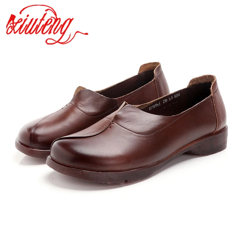 

Xiuteng 2019 New Ethnic Style Leather Flat Bottom Comfortable Mother Shoes Soft Bottom Handmade Shoes Women leage szie 41