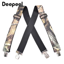 Deepeel 5*120cm Men Camouflage Wide Suspenders Heavy Duty Work X-shaped 4 Clips Adjustable Elastic Braces Male Jeans Jockstrap