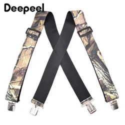Deepeel 5*120cm Men Camouflage Wide Suspenders Heavy Duty Work X-shaped 4 Clips Adjustable Elastic Braces Male Jeans Jockstrap