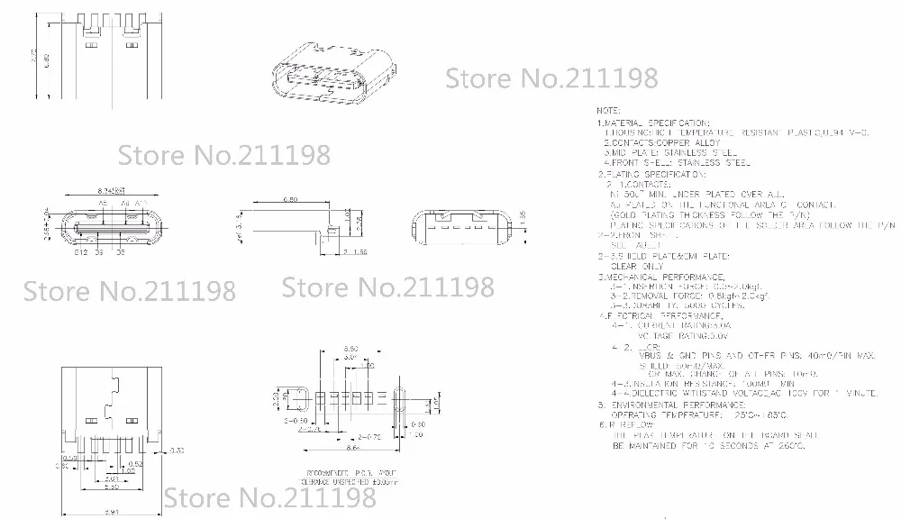 TYPE-C 6PIN立式插板DIP