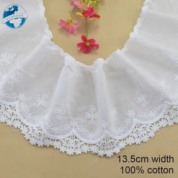 

13.5cm wide 100% Cotton embroid lace sewing ribbon guipure trim wedding decoration DIY dolls colthes Accessories lace edge#4013