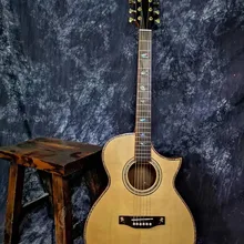 Новинка, Высококачественная электроакустическая гитара, ель, твердая древесина, акустическая гитара с птичьей раковиной, инкрустация, розовое дерево, гриф