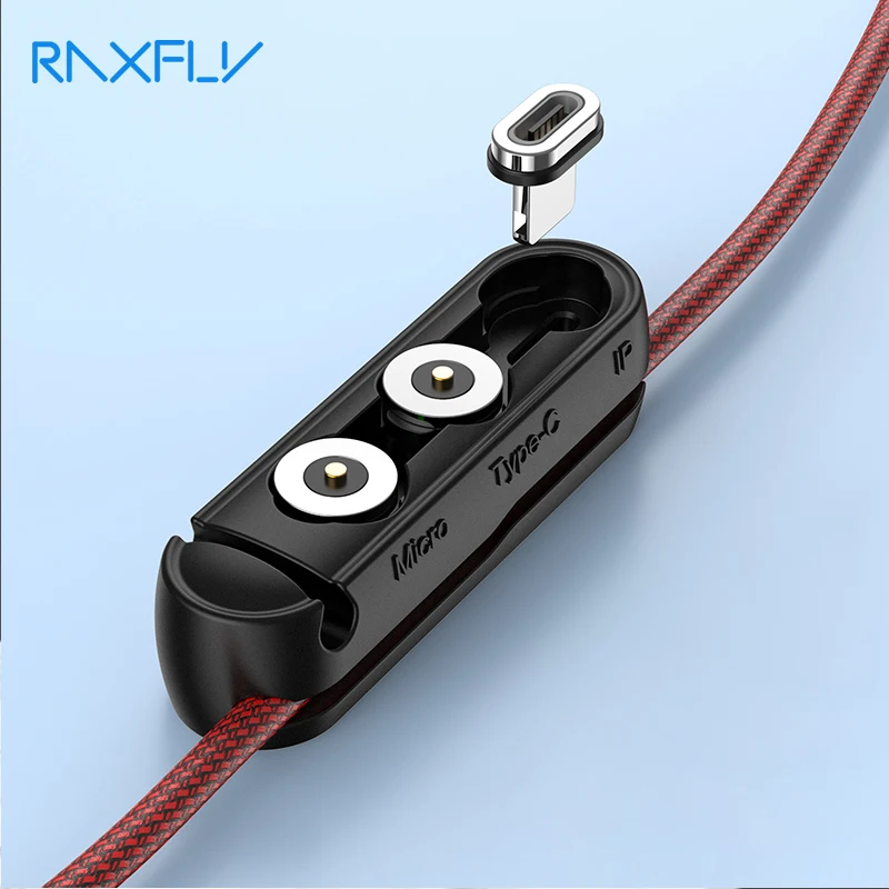 

Raxfly Cable Organizer 3 in 1 Magnetic Cable Plugs Container For iphone Micro USB Type C Portable Storage Box Magnet Plug Case