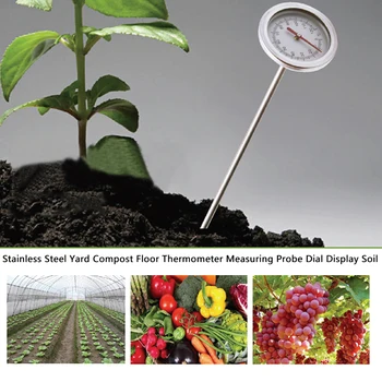 

Outdoor Stainless Steel Compost Floor Thermometer Home Soil For Backyard Measuring Probe Dial Display Industrial Accessories