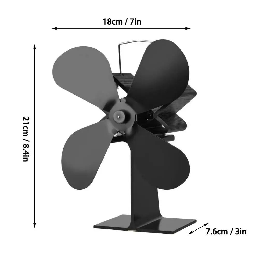 Вентилятор печи вентилятор для камина Защита окружающей среды дерево вентилятор сгорания высокая эффективность распределения тепла 4 нагревательные лезвия