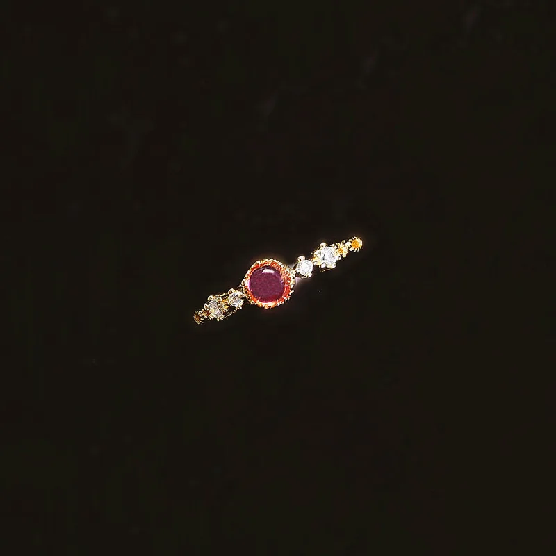 OBEAR-Anillo de cristal ovalado minimalista japonés para mujer, joyería de regalo para aniversario, chapado en oro Real de 14k