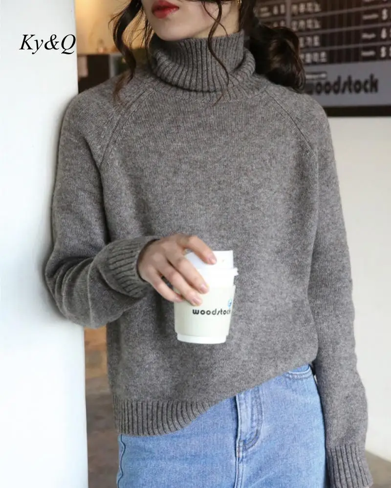 Womens Sweater High Neck Loose Shirts Warm Winter Casual Long Tops Turtleneck q