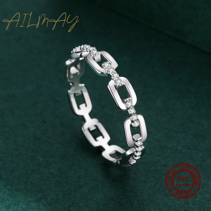 Ailmay 클리어 지르콘 진짜  패션 골든 컬러 손가락 반지 여성을위한 여자 파티 액세서리 쥬얼리