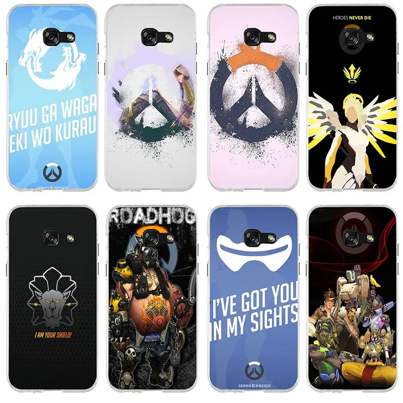 For Samsung Galaxy J3 J4 J5 J6 J7 J8 A3 A5 A7 2016 2017 2018 Shell Soft TPU Silicone Mobile Phone Cases Games Overwatchs OW Logo |
