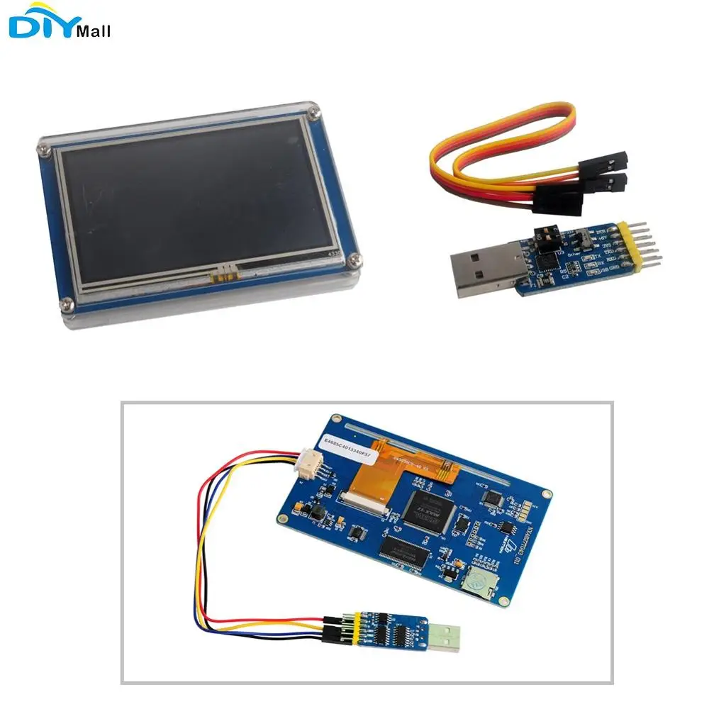 Модуль ЖК дисплея Nextion Basic NX4827T043 4 3 дюйма HMI сенсорная панель TFT с чехлом USB для ESP8266