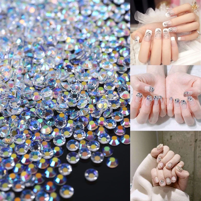 5000pcs 화이트 그라디언트 플랫 다시 보석 DIY 공예에 대 한 라운드 크리스탈 Rhinestones 네일 아트 의류 신발 가방 전화 장식