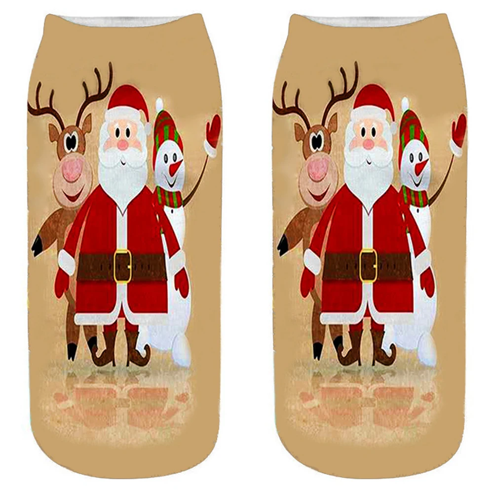 Милые носки с изображением Санта-Клауса и лося; забавные носки с 3D принтом; подарок на год; рождественские носки со снеговиком; повседневные зимние хлопковые носки с героями мультфильмов; сохраняющие тепло - Цвет: Синий