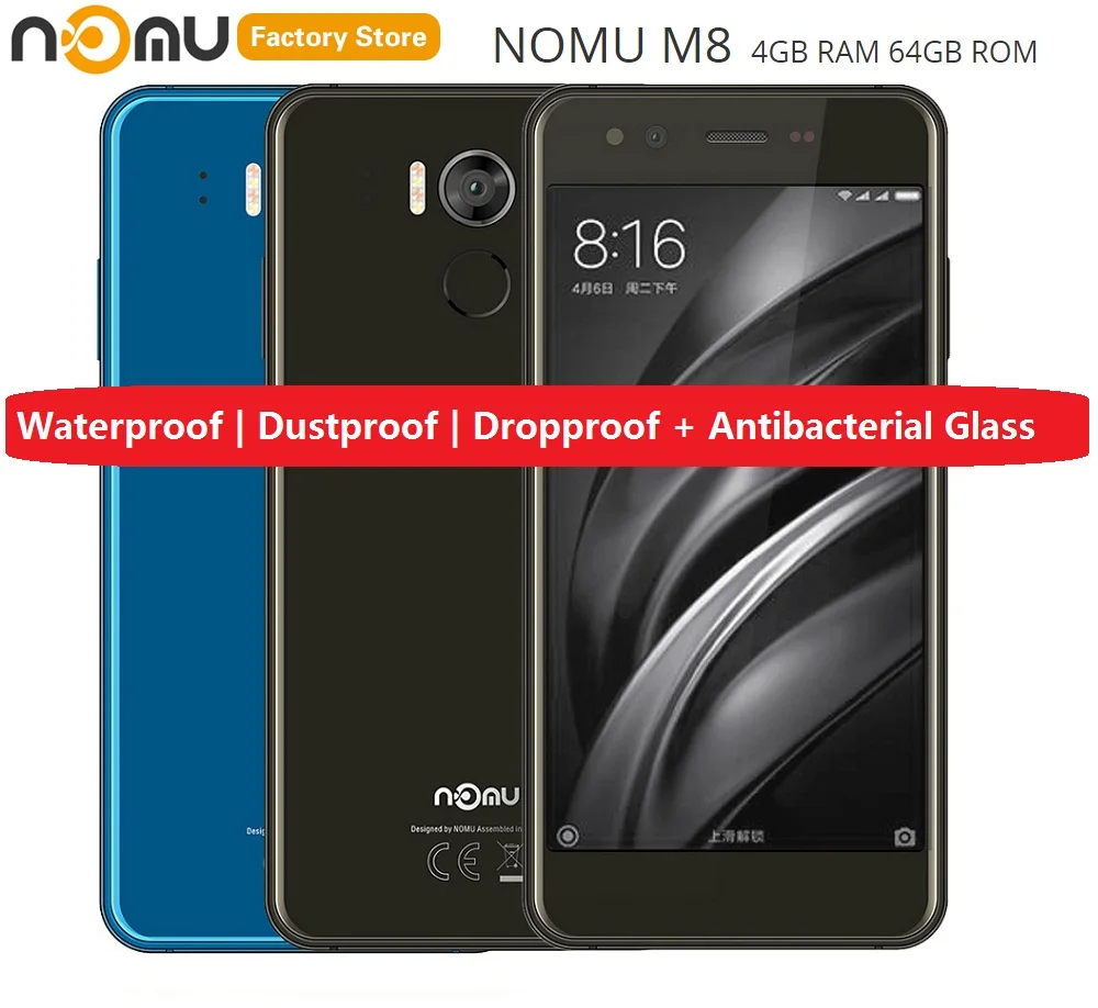 NOM8 4G смартфон 5 2 'ɺndroid 7 0 MTK6750T Восьмиядерный 1 ГГц 4 Гб ОЗУ 64 ПЗУ 2950 Мп задняя
