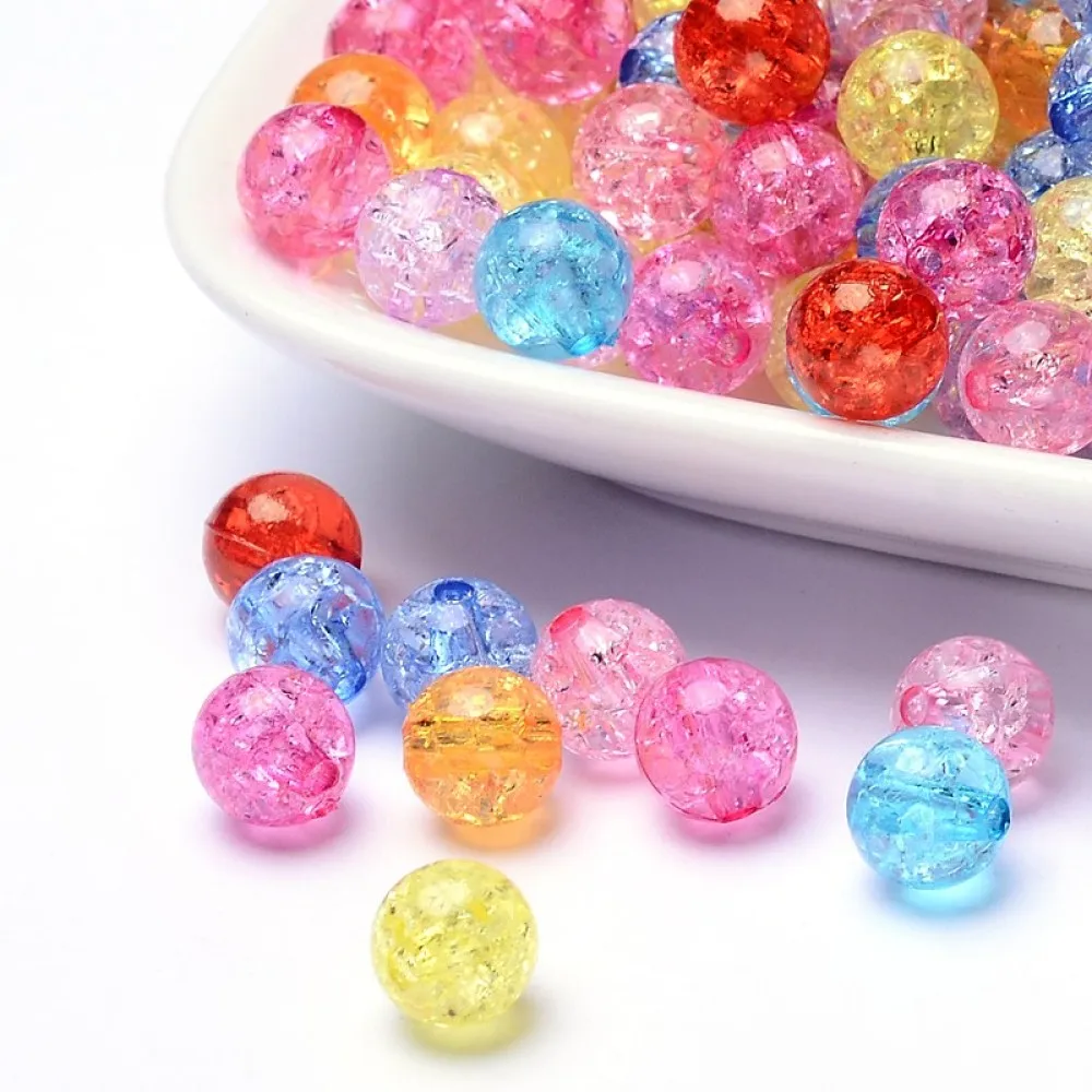 500g Transparent Crackle Acrylic Beads Round Mix Color 8/10/12/20mm For DIY Jewelry Making Necklaces Bracelets Handicrafts | Украшения и