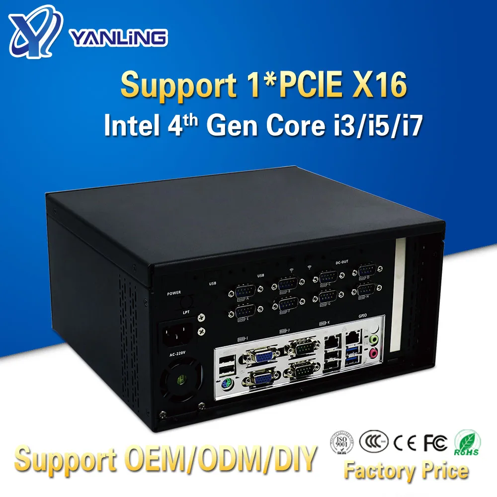 Yanling новый Intel Core I3 4160 I5 4460 I7 4770 промышленный настольный мини ПК с вентилятором