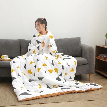 

Winter Comforter Autumn Lazy Quilt with Sleeves Charming Geometric Fruit Animal Pattern Blanket Home Duvet Supplies