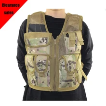 迷彩タクティカルベスト軽量ジッパーメッシュベスト軍事マルチポケット薄型ジャケット屋外狩猟エアガン cs 陸軍ベスト(China)