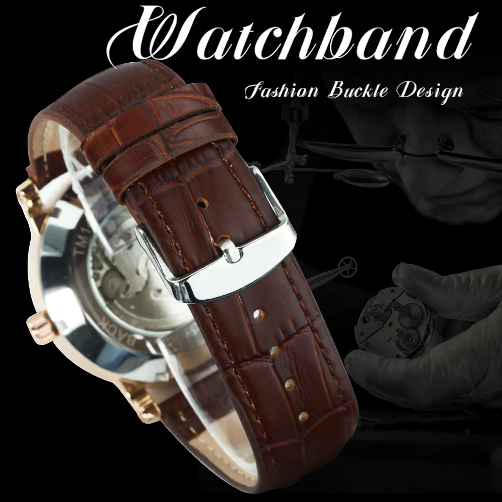 Mechanical Watch Man Watch Mechanical Automatic Watch Luxury Retro Roma Classic Black Leather Band Calendar Watches