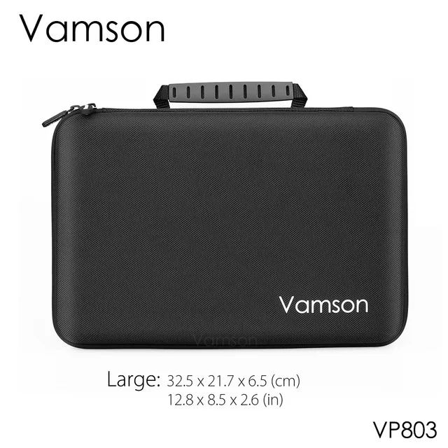 Черный цвет Vamson большой водонепроницаемый чехол для переноски PU DJI OSMO Экшн-камера для Gopro Hero 8 черный 7 6 5 для AKASO/YI жесткий корпус VP808 - Цвет: Черный цвет