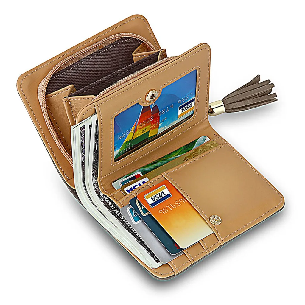 

Student Card Wallet tassel Multiple compartment Women‘s coin purse Fashion Short Style Multi-function Folding Coin Purse #ZC