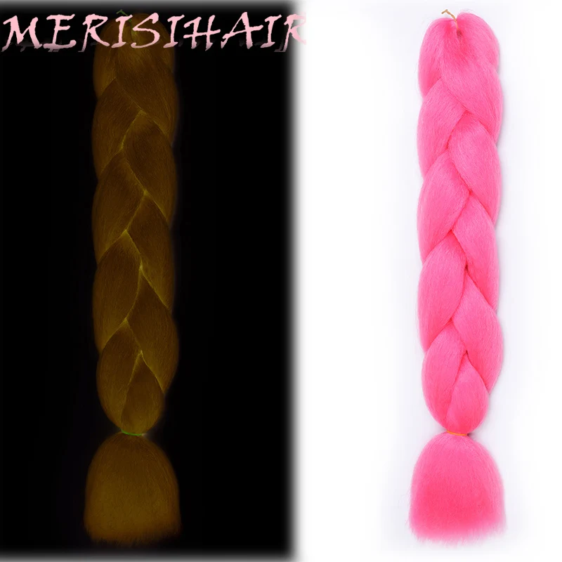 MERISIHAIR 24 дюймов 100 г Светящиеся большие синтетические косы Сияющие волосы в